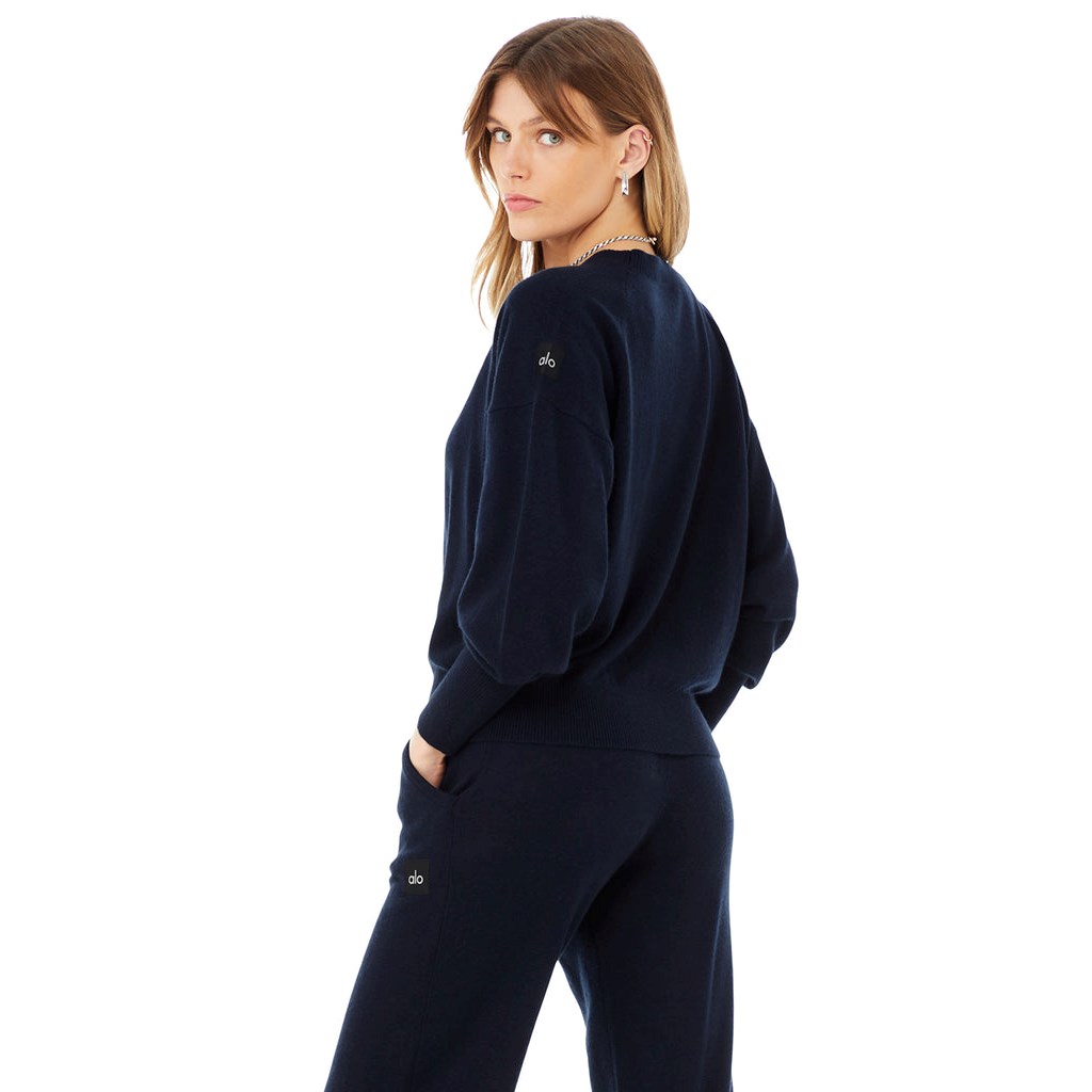 Sweatshirt Alo Yoga Cashmere Jet Set Crew Mujer Azules | FXGV59107