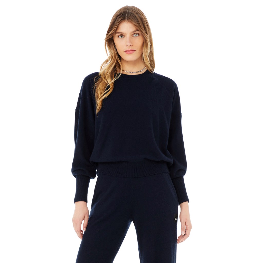 Sweatshirt Alo Yoga Cashmere Jet Set Crew Mujer Azules | FXGV59107
