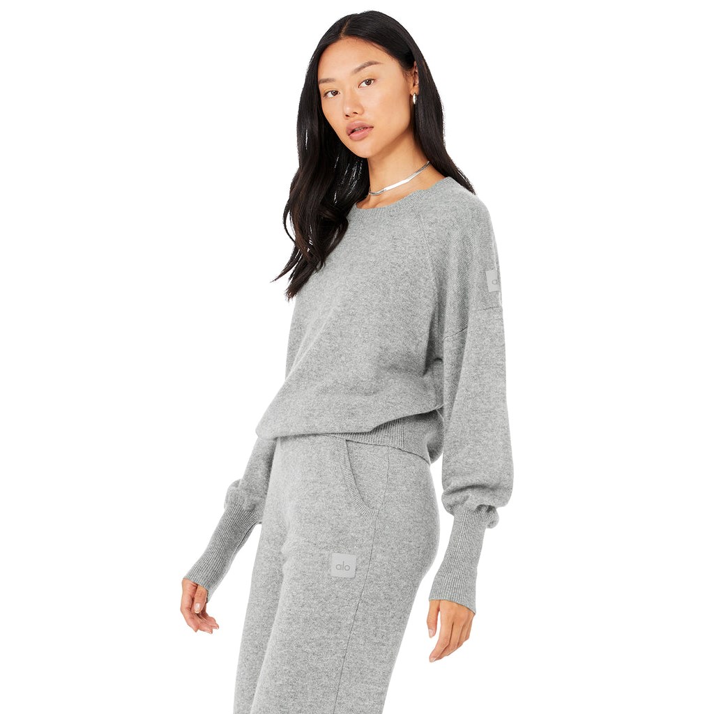 Sweatshirt Alo Yoga Cashmere Jet Set Crew Mujer Grises | GLKI76549