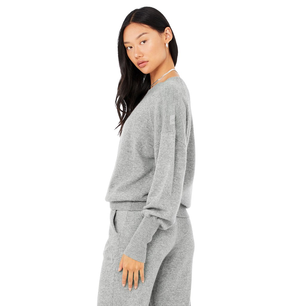 Sweatshirt Alo Yoga Cashmere Jet Set Crew Mujer Grises | GLKI76549