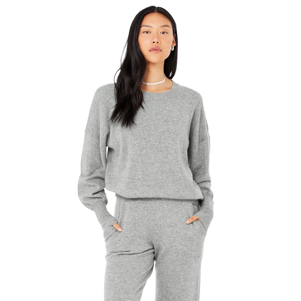 Sweatshirt Alo Yoga Cashmere Jet Set Crew Mujer Grises | GLKI76549