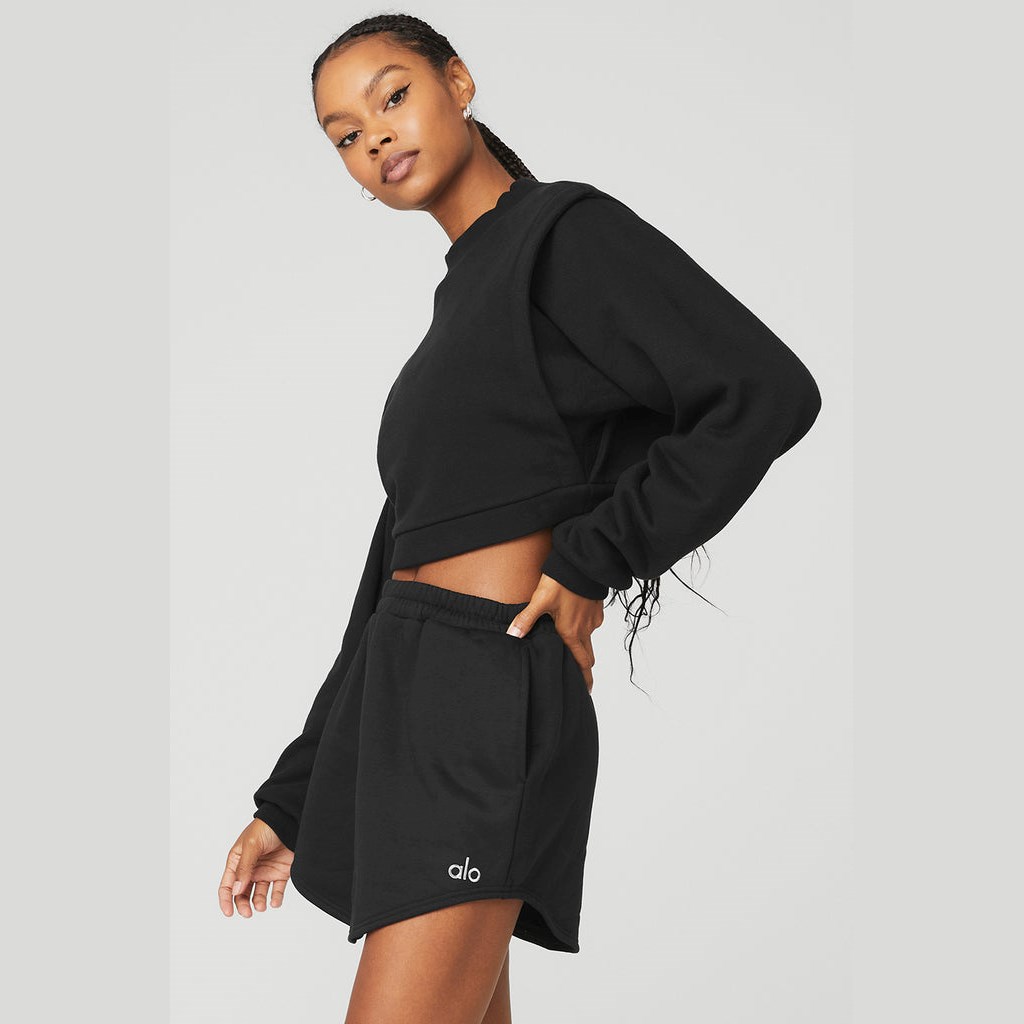 Sweatshirt Alo Yoga Cropped Fresh Coverup Mujer Negros | CGRN68294