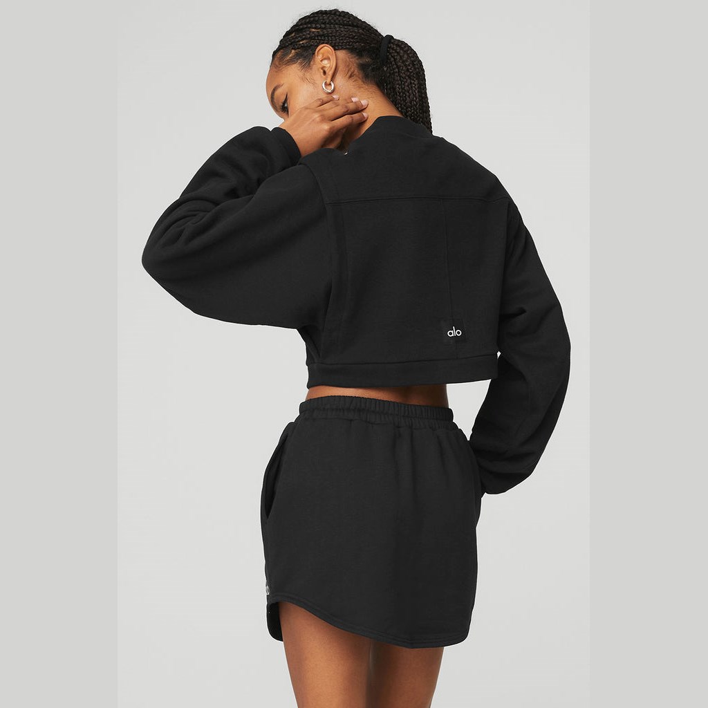 Sweatshirt Alo Yoga Cropped Fresh Coverup Mujer Negros | CGRN68294