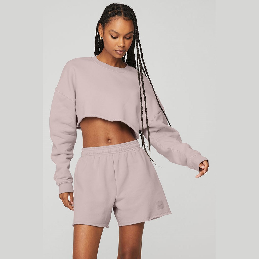 Sweatshirt Alo Yoga Extreme Crop Crew Neck Mujer Morados | VGWY15782
