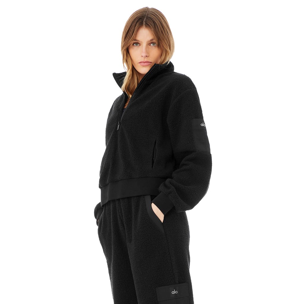 Sweatshirt Alo Yoga Micro Sherpa Solstice Coverup Mujer Negros | CGQI73168