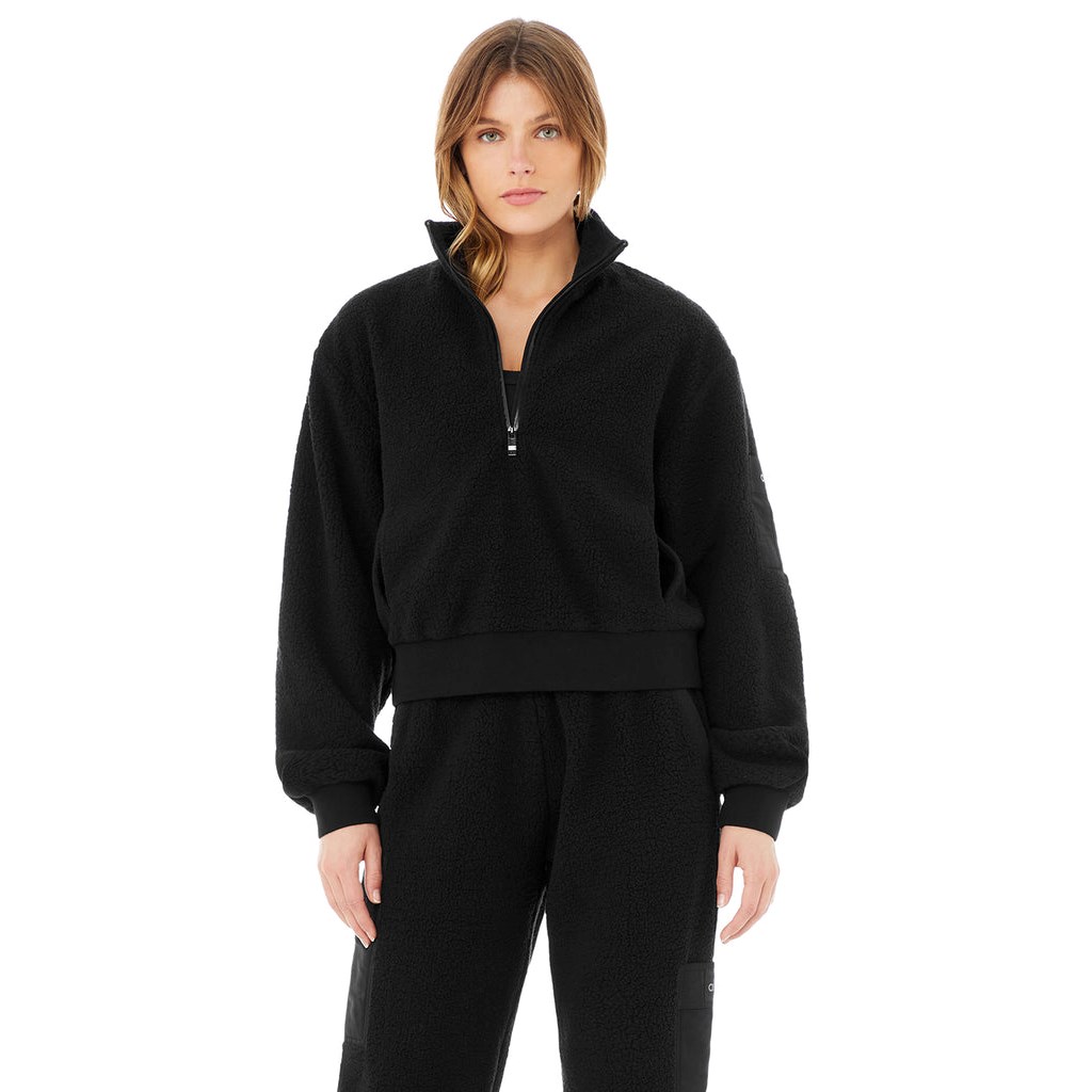 Sweatshirt Alo Yoga Micro Sherpa Solstice Coverup Mujer Negros | CGQI73168