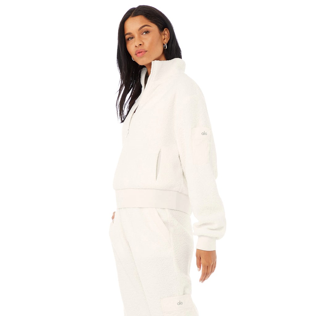 Sweatshirt Alo Yoga Micro Sherpa Solstice Coverup Mujer Blancos | MSPF13507