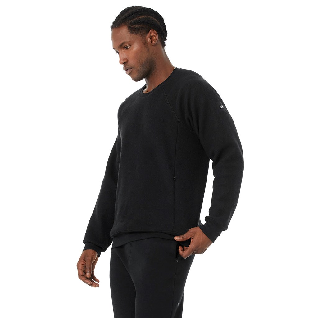 Sweatshirt Alo Yoga Triumph Crew Neck Long Sleeve Hombre Negros | OLKB02869
