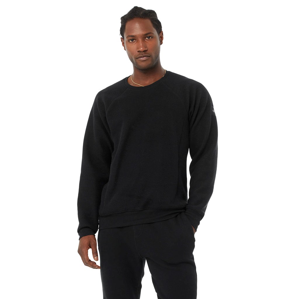 Sweatshirt Alo Yoga Triumph Crew Neck Long Sleeve Hombre Negros | OLKB02869