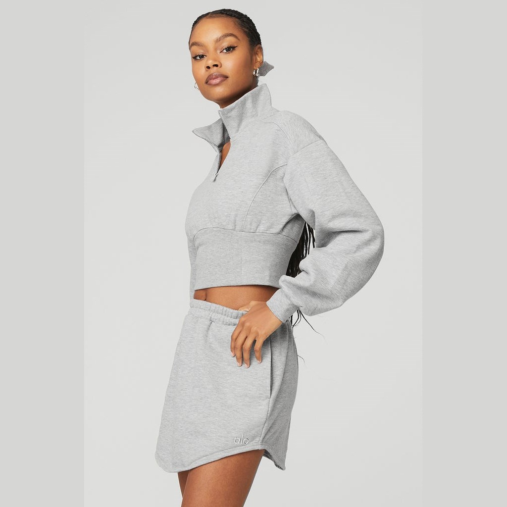 Sweatshirt Alo Yoga Vixen Fleece 1/4 Zip Mujer Grises | DQKE64189