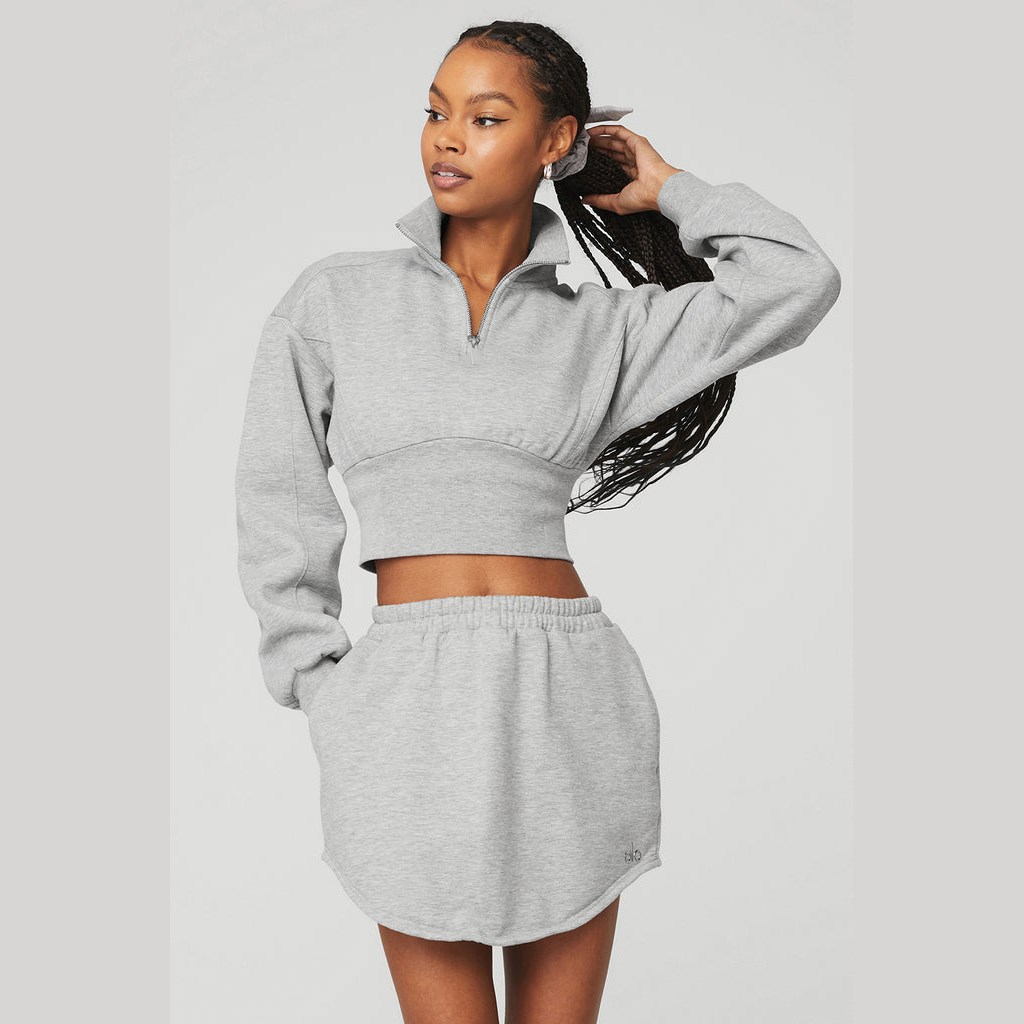 Sweatshirt Alo Yoga Vixen Fleece 1/4 Zip Mujer Grises | DQKE64189