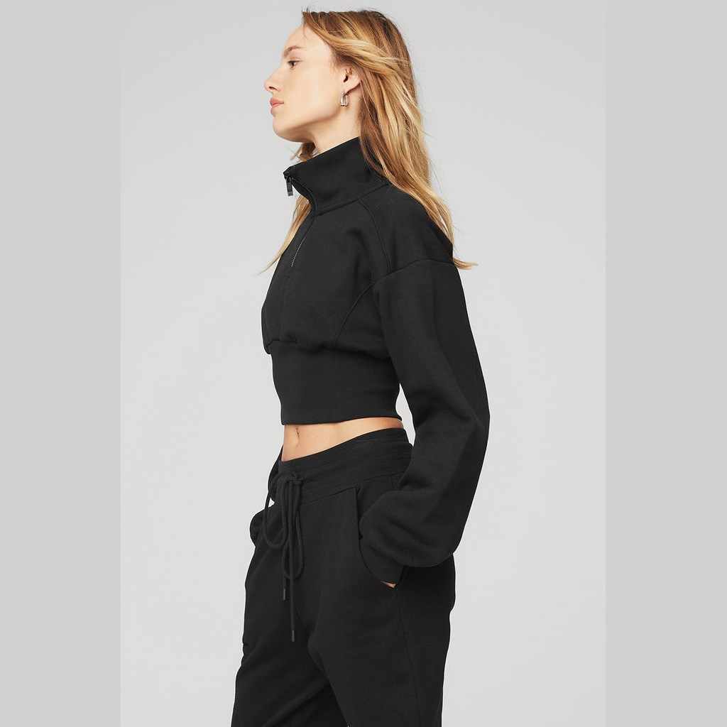 Sweatshirt Alo Yoga Vixen Fleece 1/4 Zip Mujer Negros | JANK43890