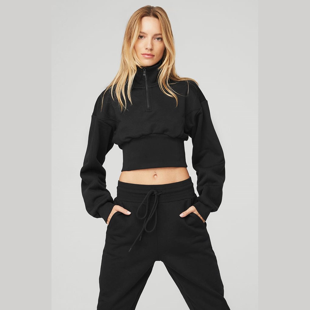 Sweatshirt Alo Yoga Vixen Fleece 1/4 Zip Mujer Negros | JANK43890