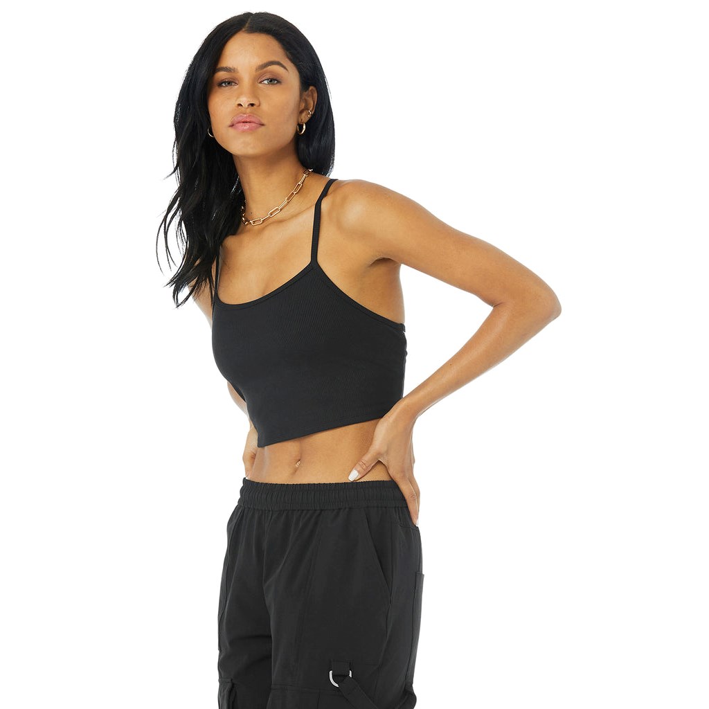 Tank Top Alo Yoga Alosoft Ribbed Crop Calm Mujer Negros | JICN78342