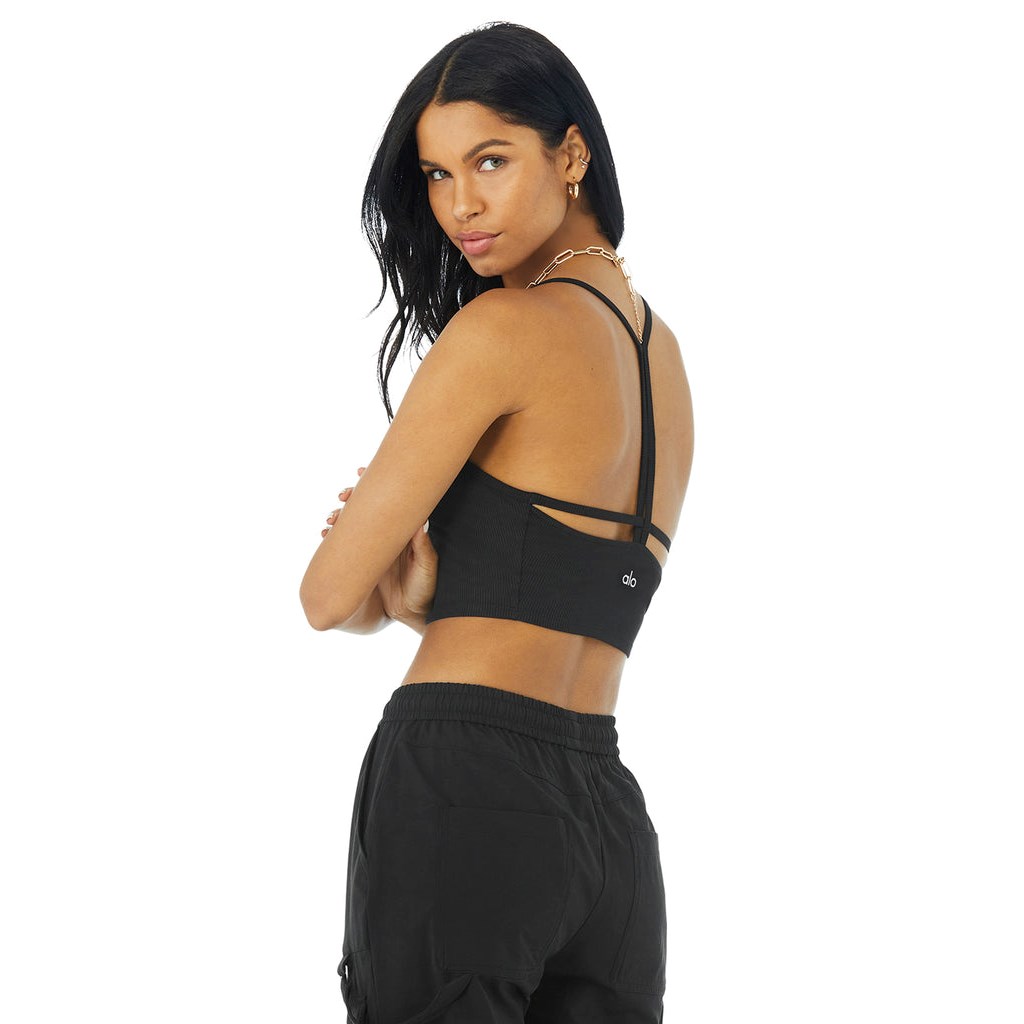 Tank Top Alo Yoga Alosoft Ribbed Crop Calm Mujer Negros | JICN78342