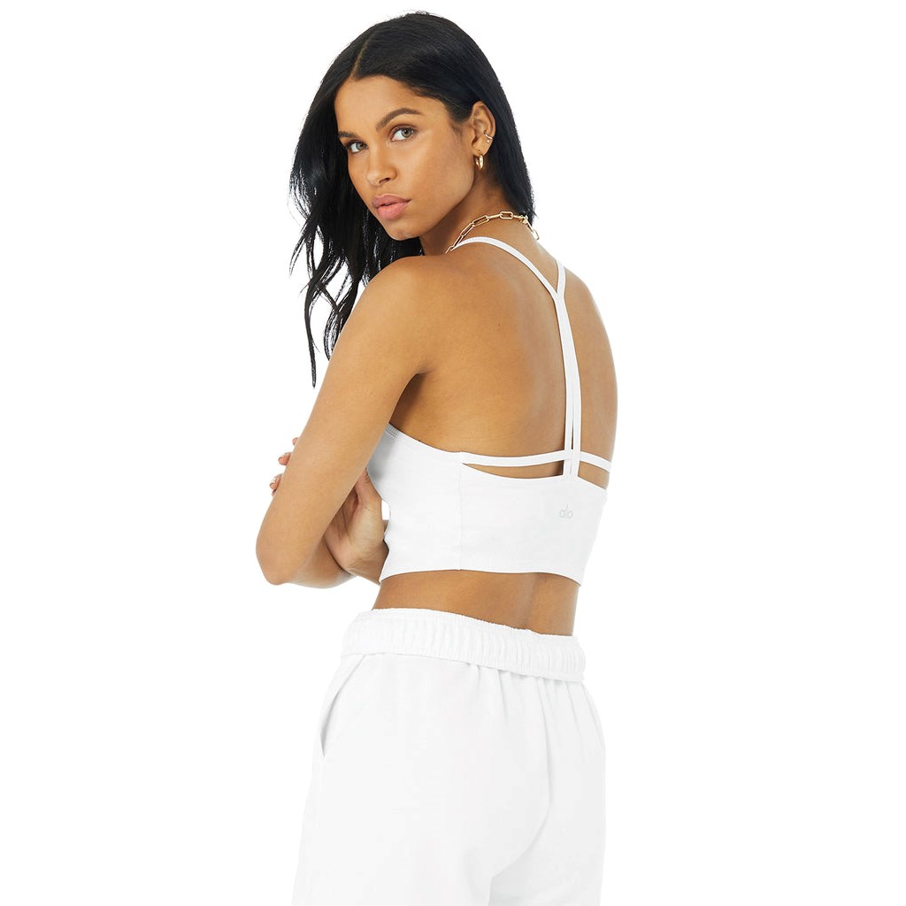 Tank Top Alo Yoga Alosoft Ribbed Crop Calm Mujer Blancos | SRJI83927