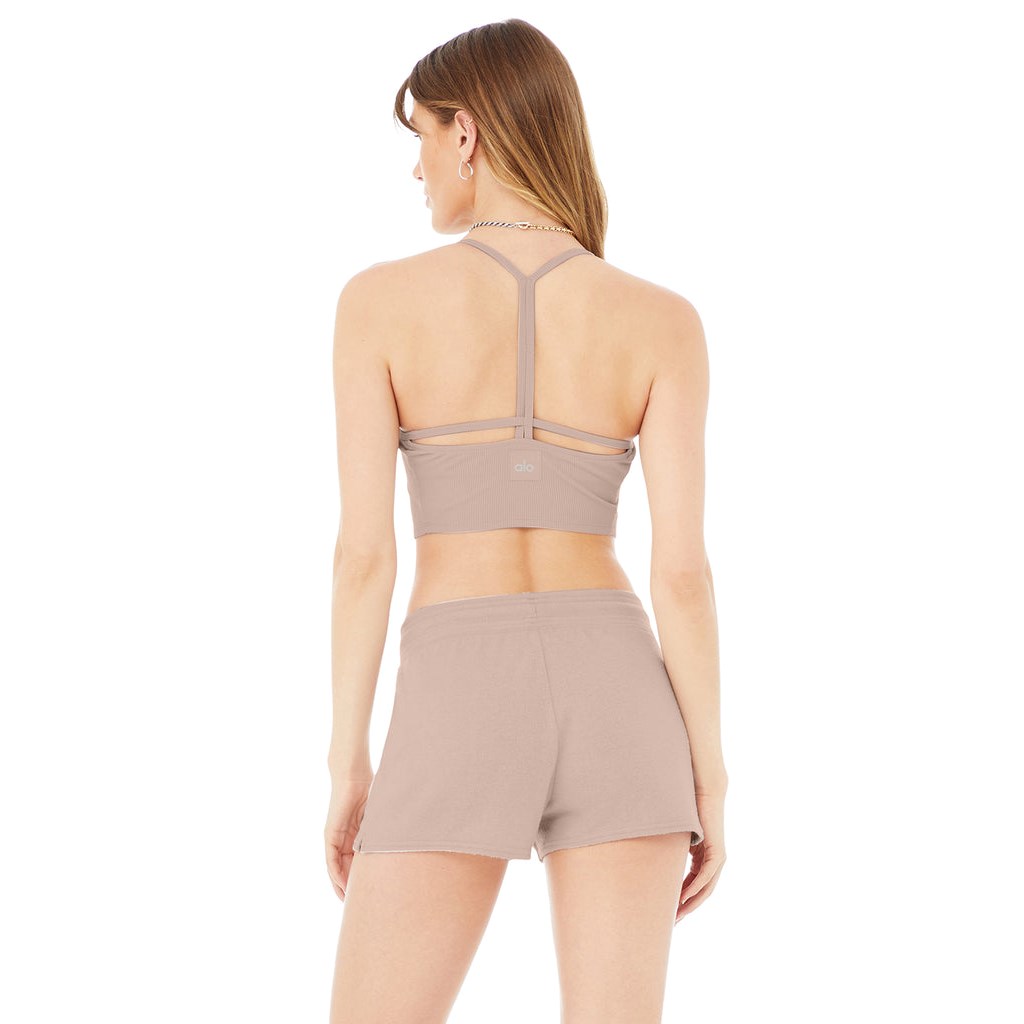 Tank Top Alo Yoga Alosoft Ribbed Crop Calm Mujer Rosas | YIKD58942