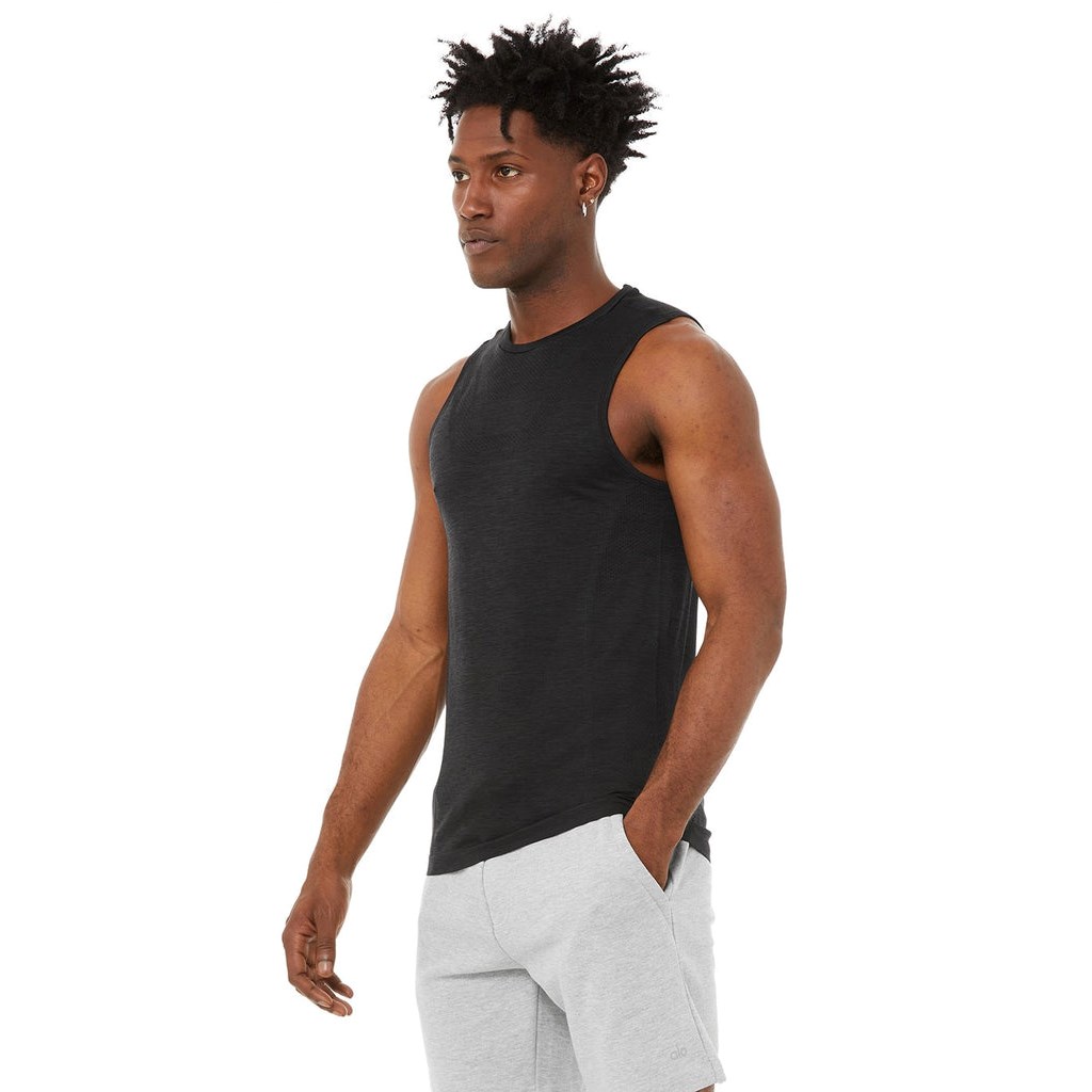 Tank Top Alo Yoga Amplify Seamless Muscle Hombre Negros | KDHU03652