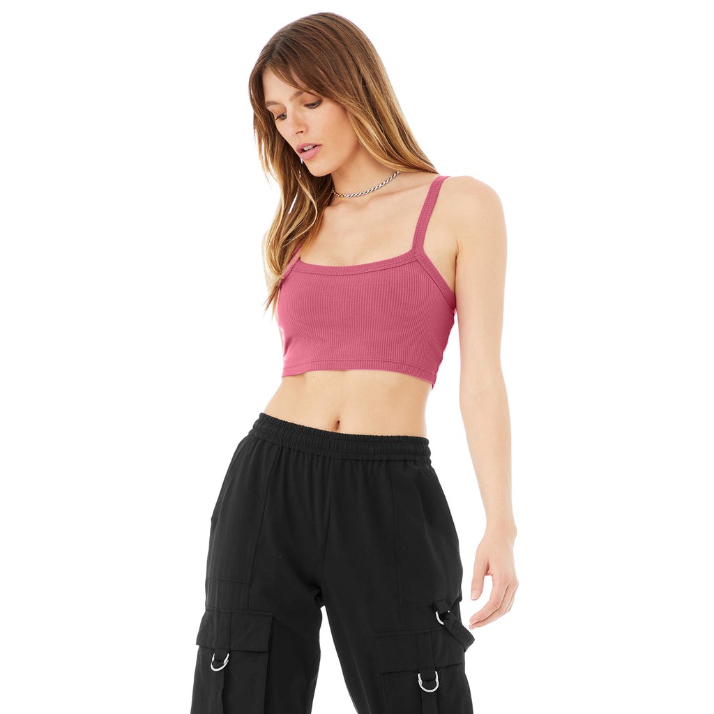 Tank Top Alo Yoga Ribbed Crop Whisper Mujer Rosas | SXHJ18624