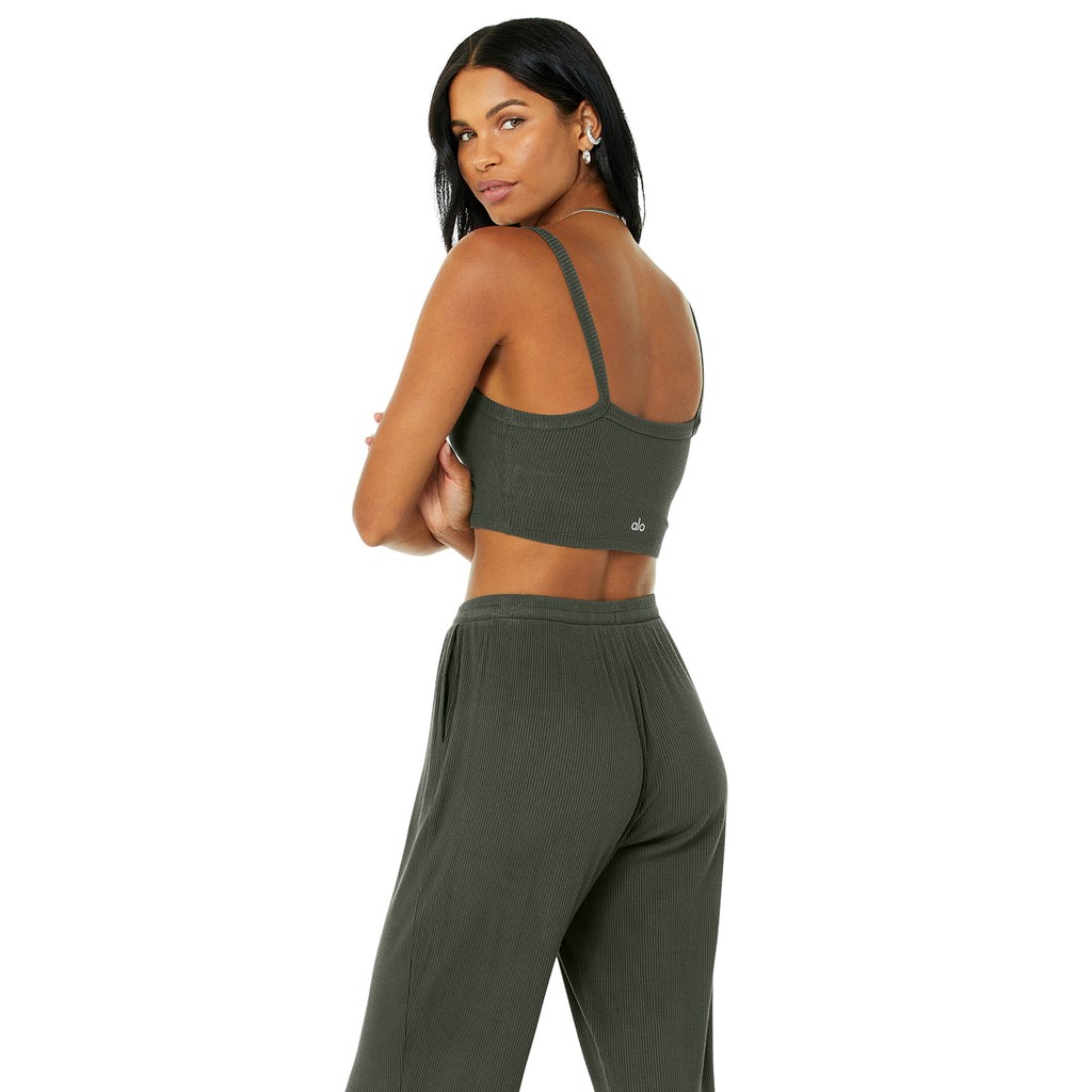 Tank Top Alo Yoga Ribbed Crop Whisper Mujer Verdes | SXOP86379