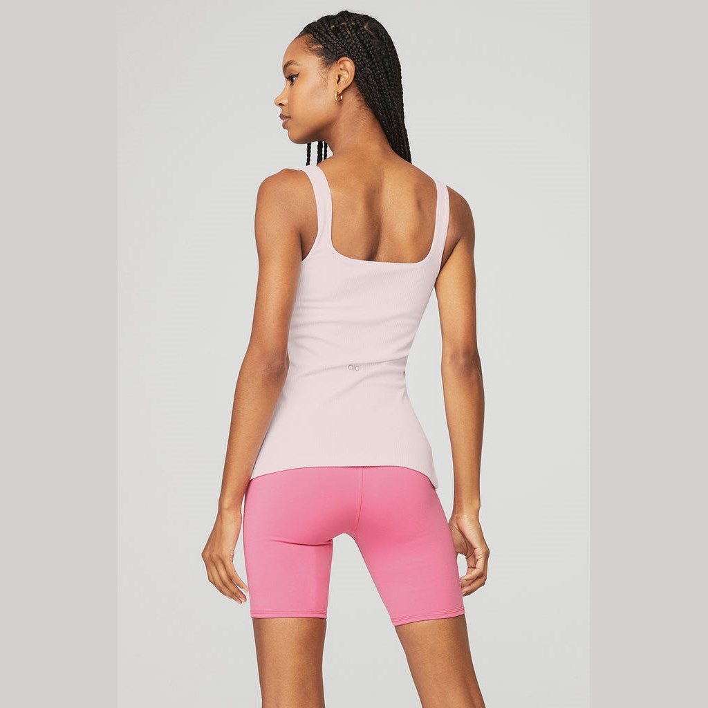 Tank Top Alo Yoga Ribbed Minimalist Mujer Rosas | IEJK46932