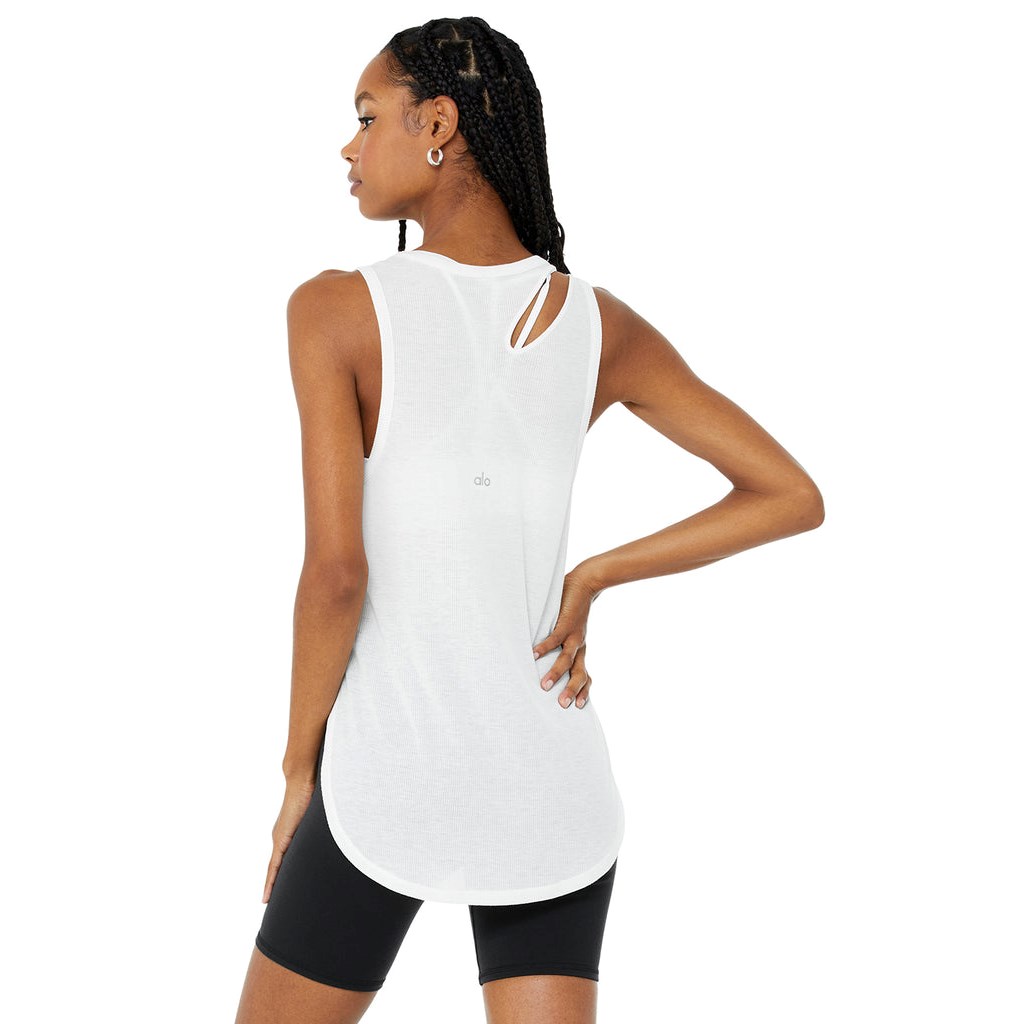 Tank Top Alo Yoga Ribbed Peak Mujer Blancos | UFDZ73650