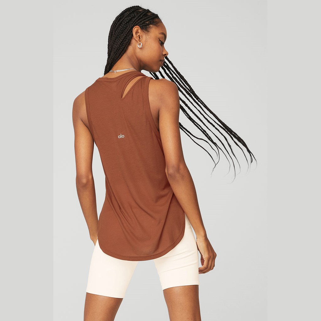Tank Top Alo Yoga Ribbed Peak Mujer Marrom | SETW39804