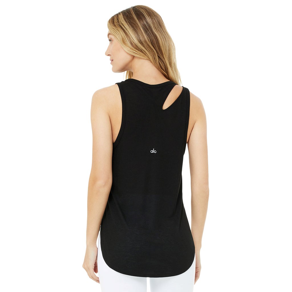 Tank Top Alo Yoga Ribbed Peak Mujer Negros | GZBD79451
