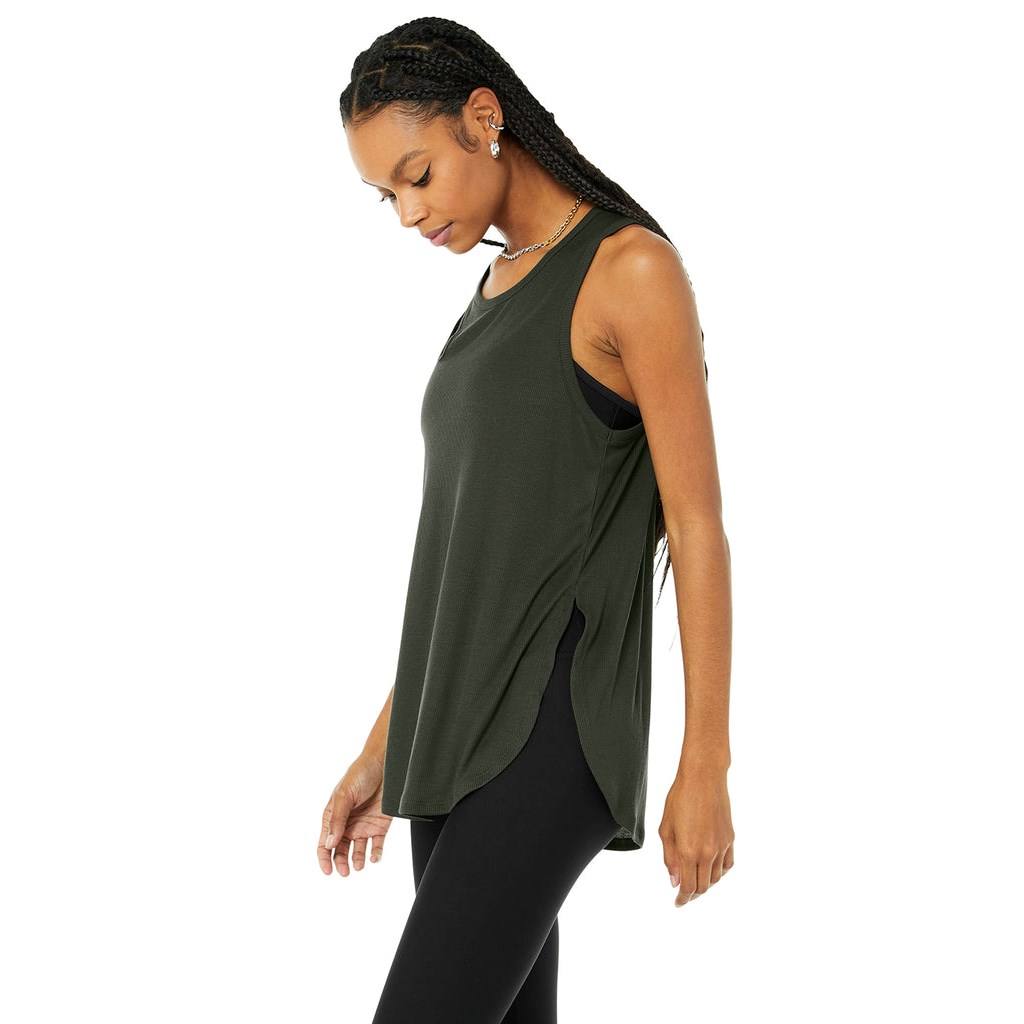 Tank Top Alo Yoga Ribbed Peak Mujer Verdes | JBEQ89345