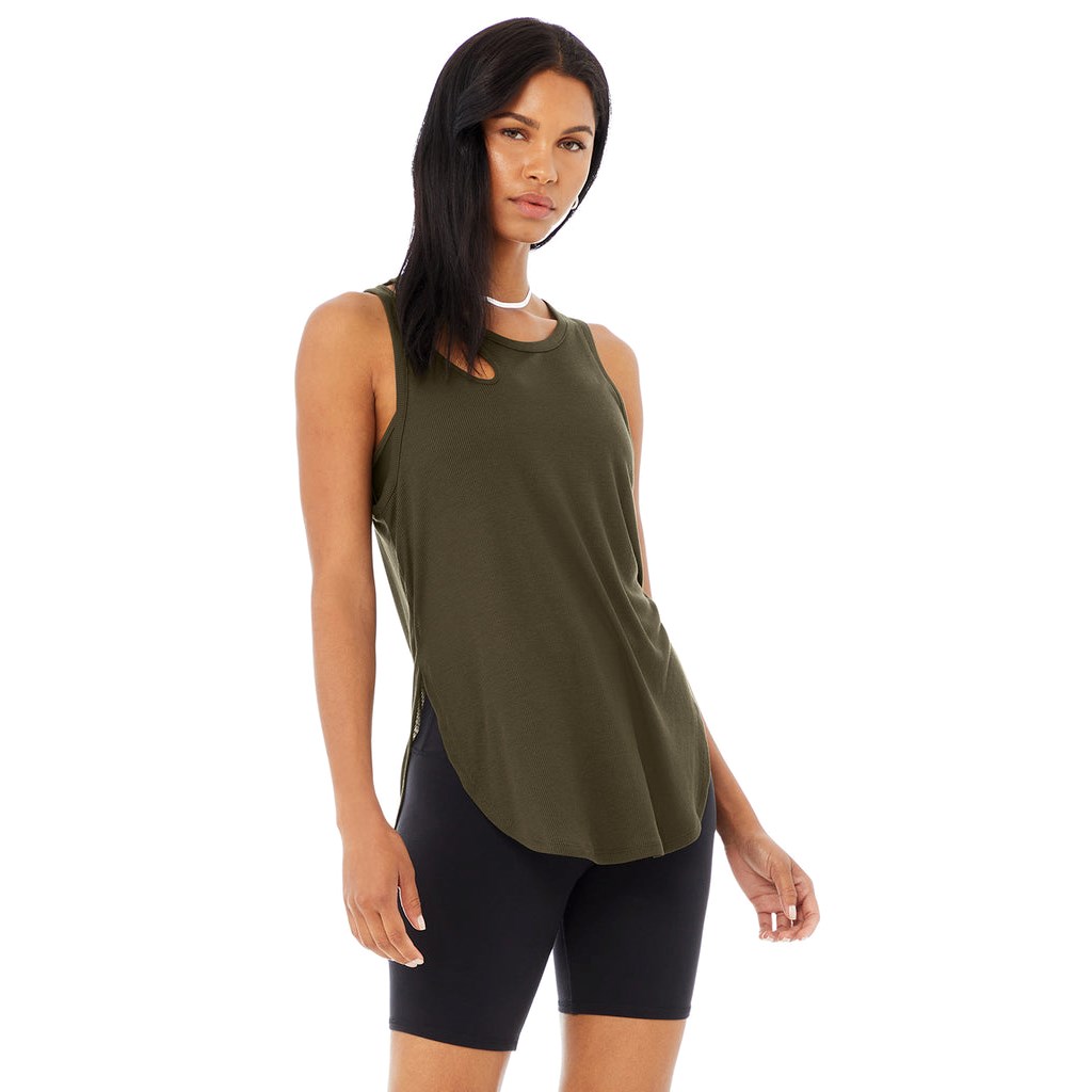 Tank Top Alo Yoga Ribbed Peak Mujer Verdes | PTUG25701