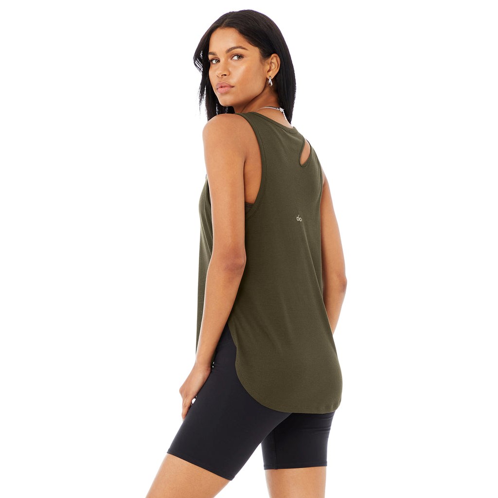 Tank Top Alo Yoga Ribbed Peak Mujer Verdes | PTUG25701
