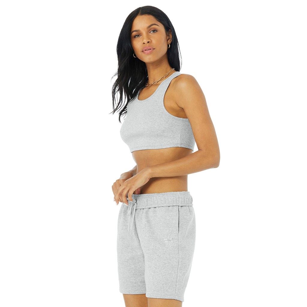 Tank Top Alo Yoga Ribbed Vibe Mujer Grises | LOBQ01467