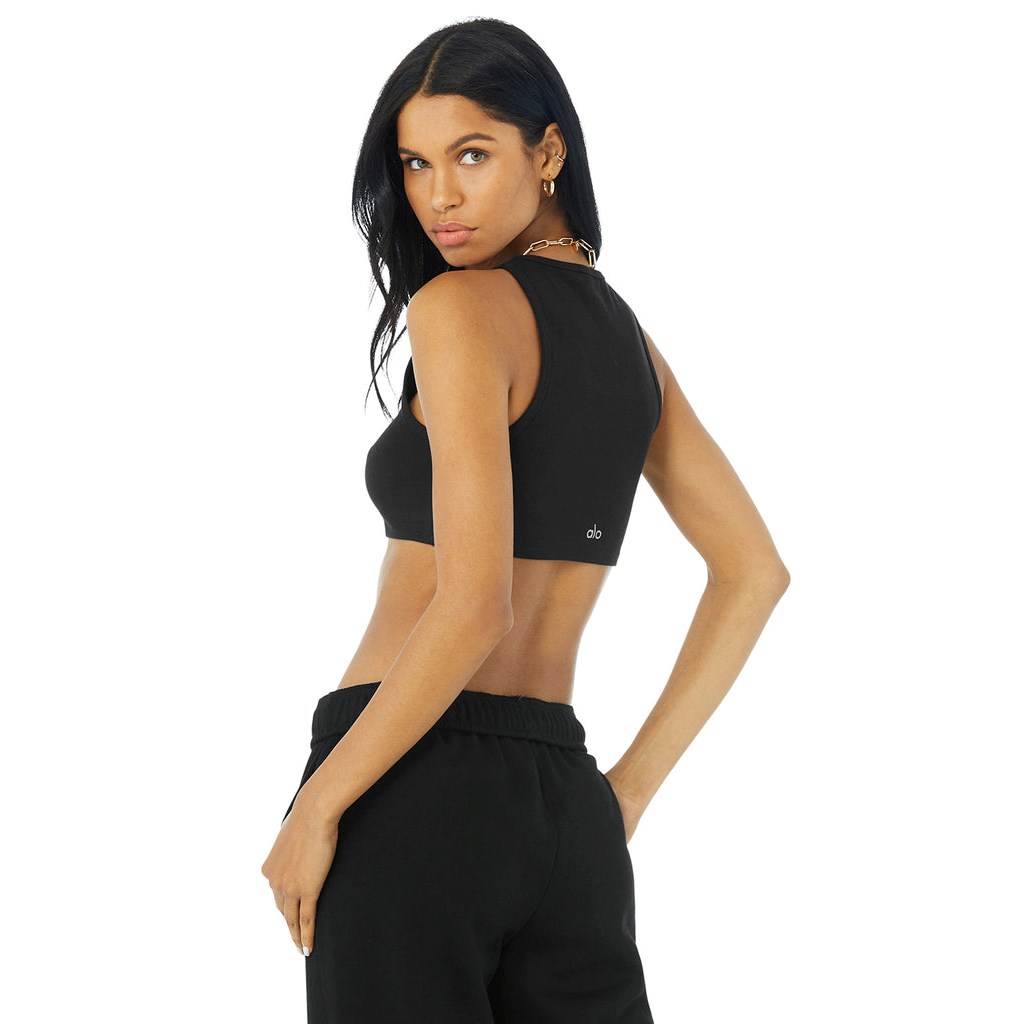 Tank Top Alo Yoga Ribbed Vibe Mujer Negros | KFNQ48362
