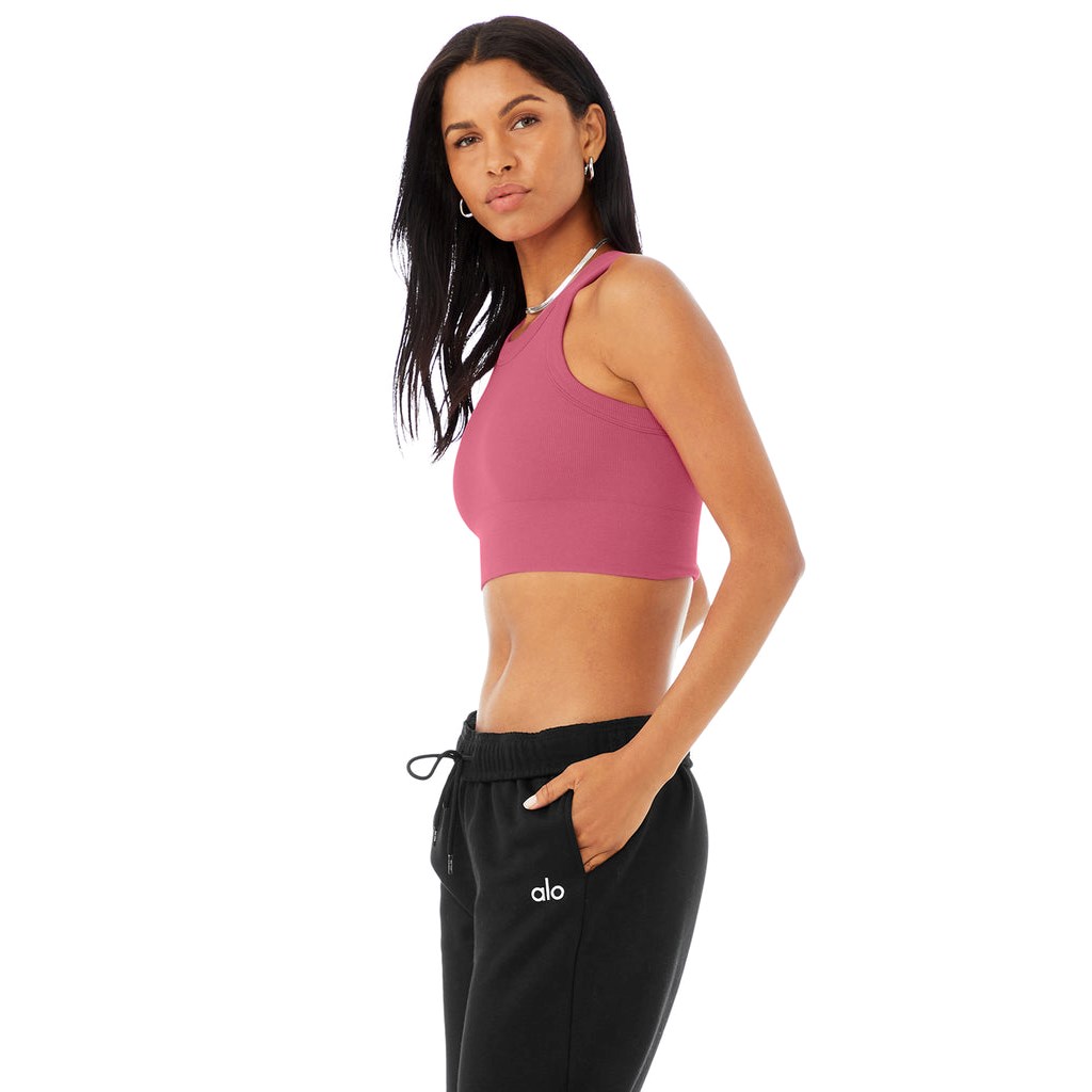 Tank Top Alo Yoga Seamless Delight High Neck Mujer Rosas | FGMC49682