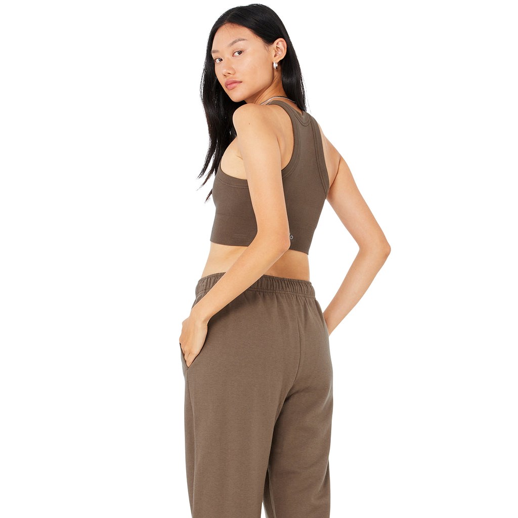 Tank Top Alo Yoga Seamless Delight High Neck Mujer Marrom | MQAG49605