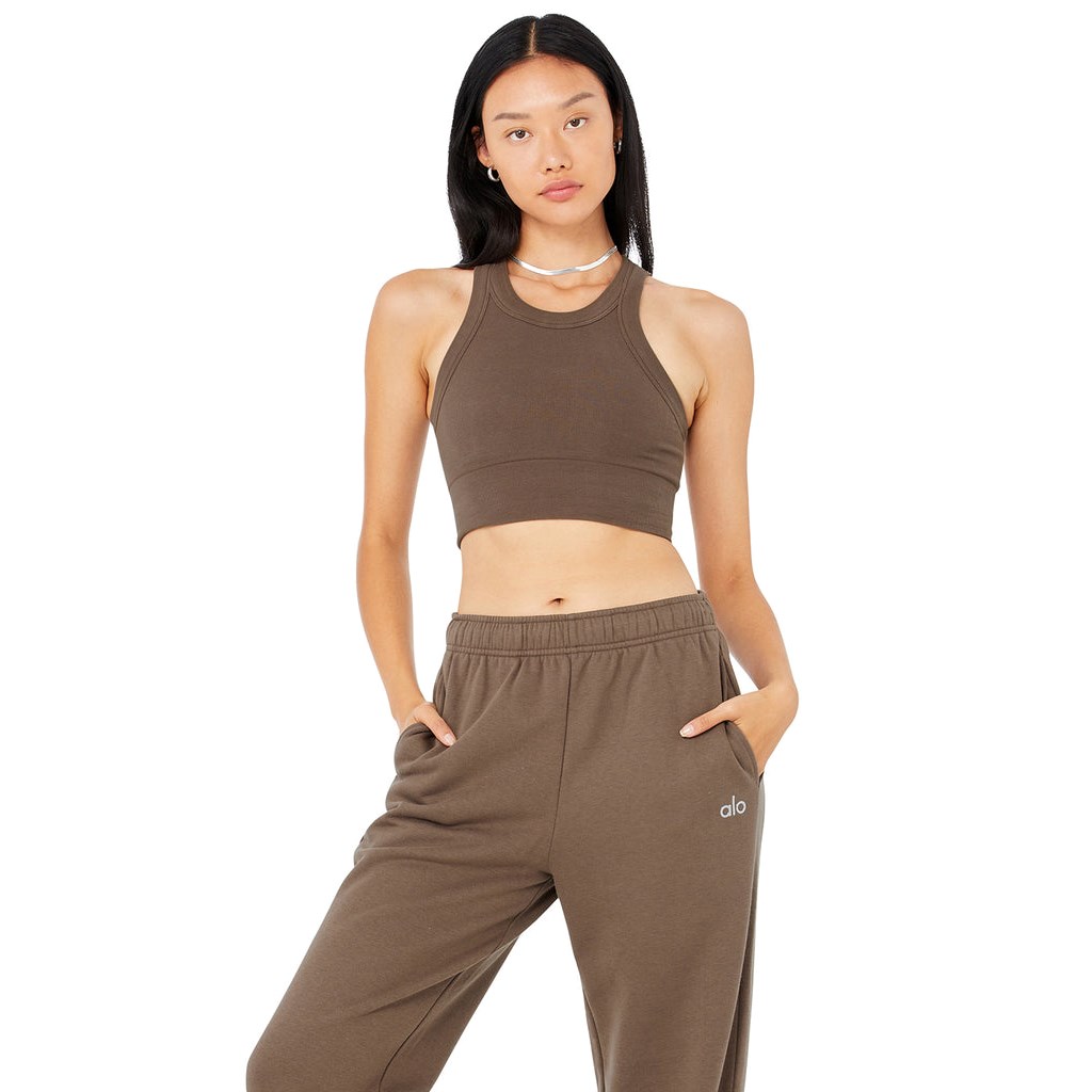 Tank Top Alo Yoga Seamless Delight High Neck Mujer Marrom | MQAG49605
