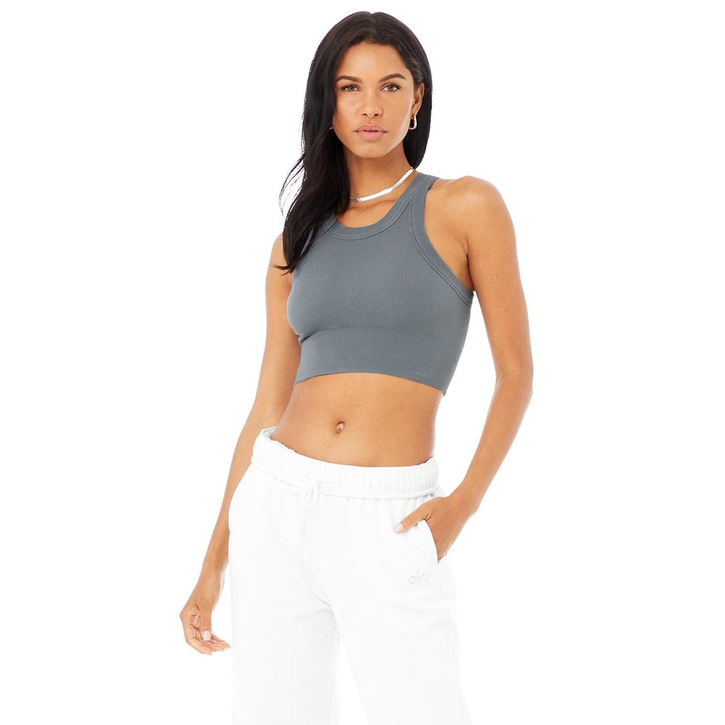 Tank Top Alo Yoga Seamless Delight High Neck Mujer Azules | NVQU16479