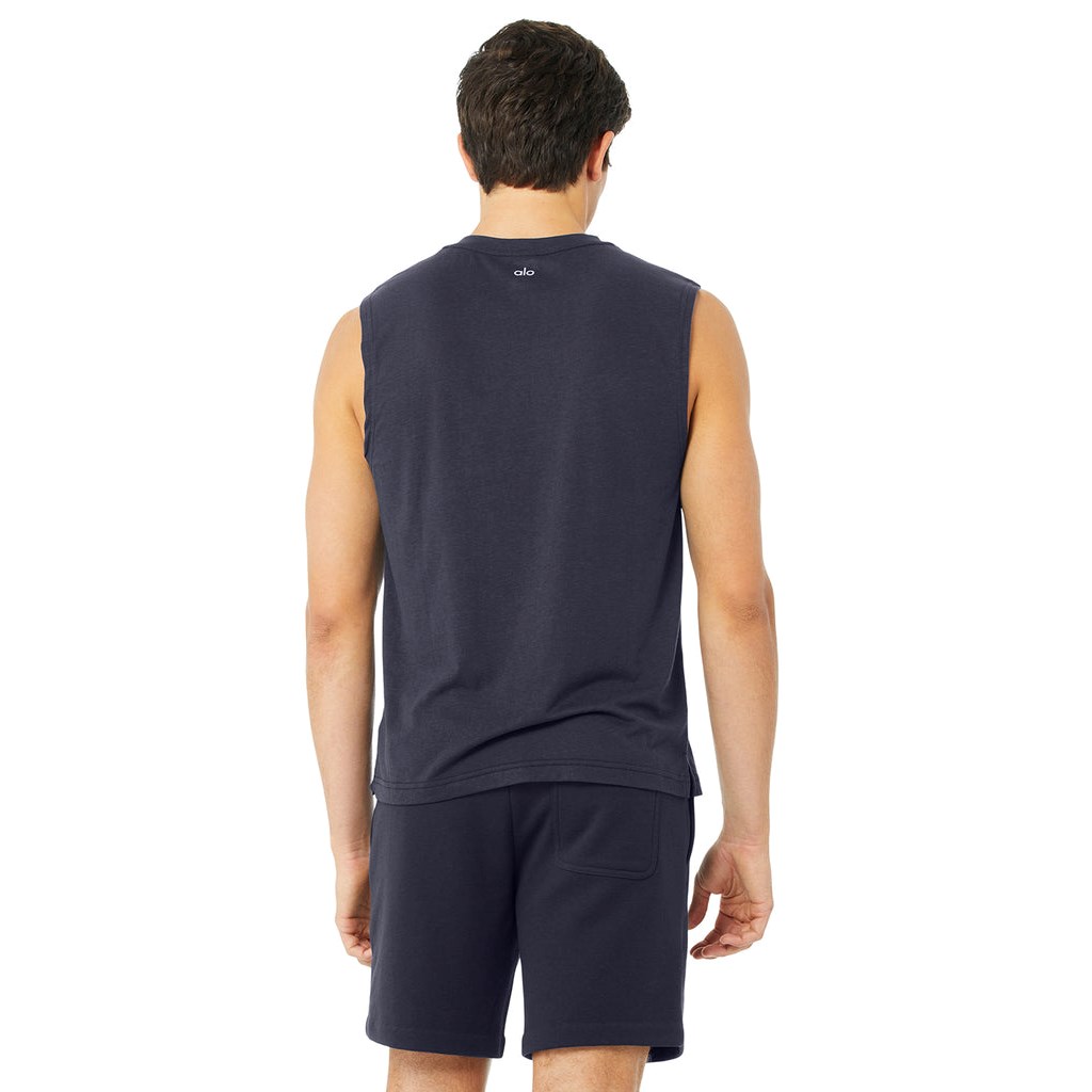 Tank Top Alo Yoga The Triumph Muscle Hombre Azules | BLQZ45671