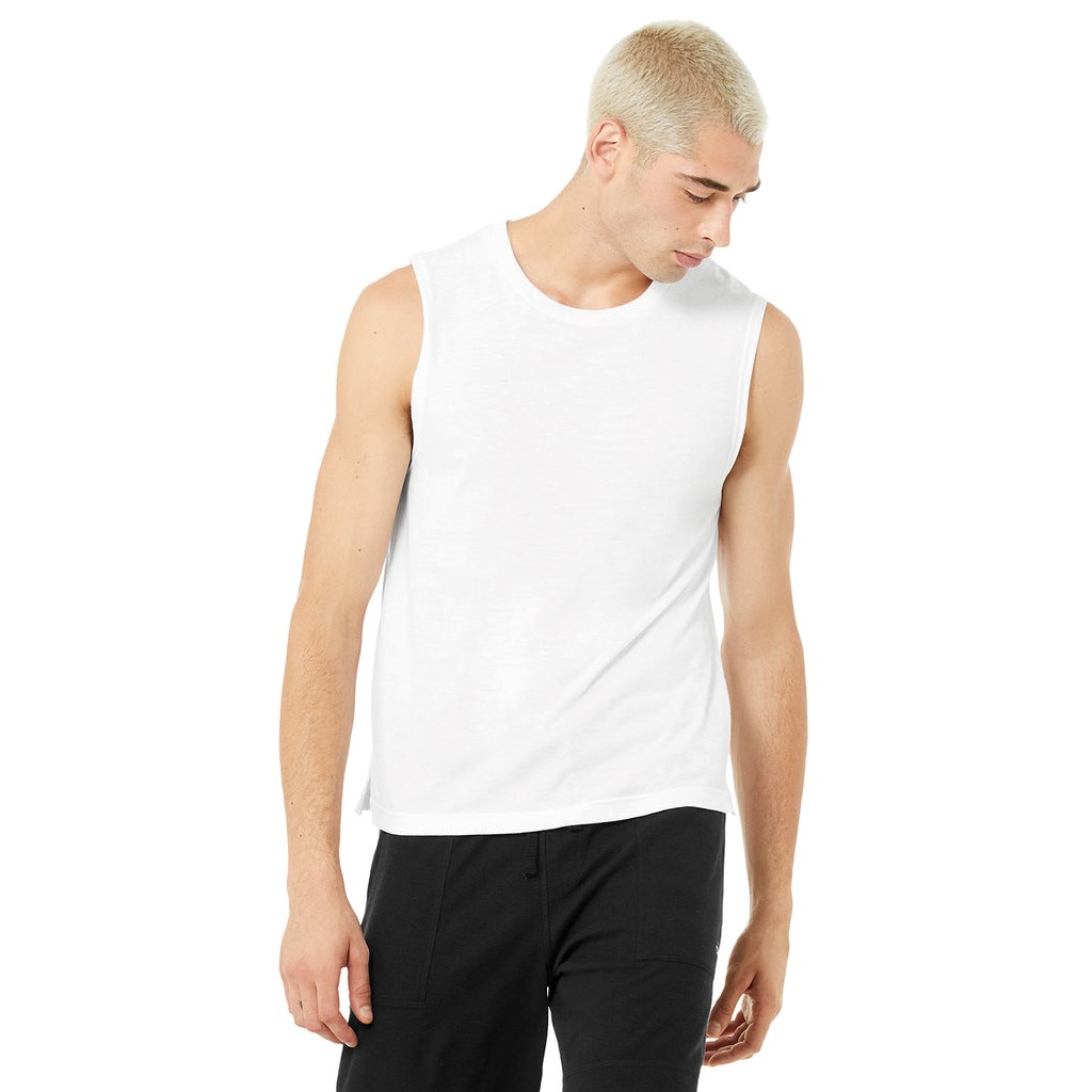 Tank Top Alo Yoga The Triumph Muscle Hombre Blancos | JBOC63710