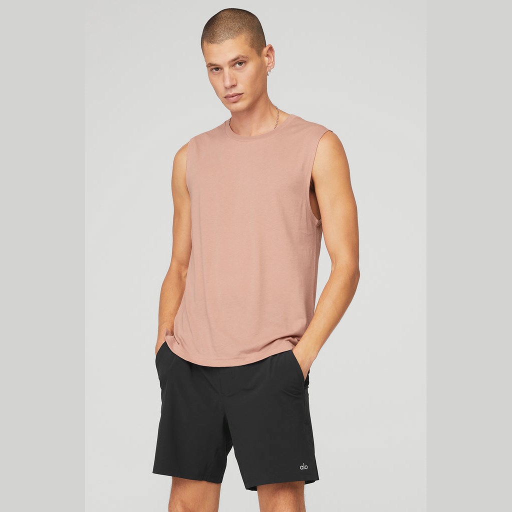 Tank Top Alo Yoga The Triumph Muscle Hombre Rosas | YKTJ28635